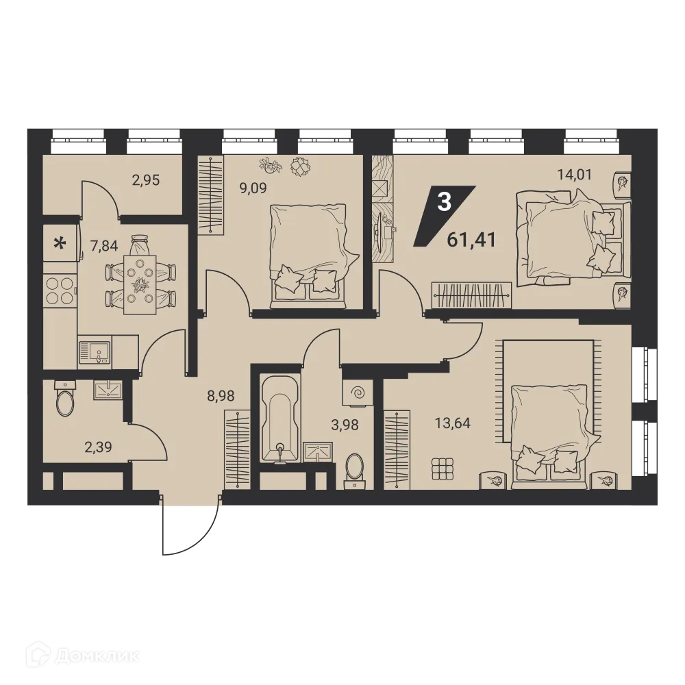 Фото квартиры в ЖК Жилые высотки H2O