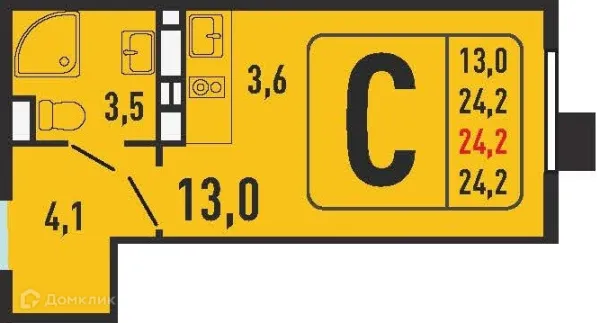 Планировка Студия в ЖК "Фрунзенский"