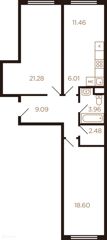 Планировка 3 комн. в ЖК Миниполис Рафинад