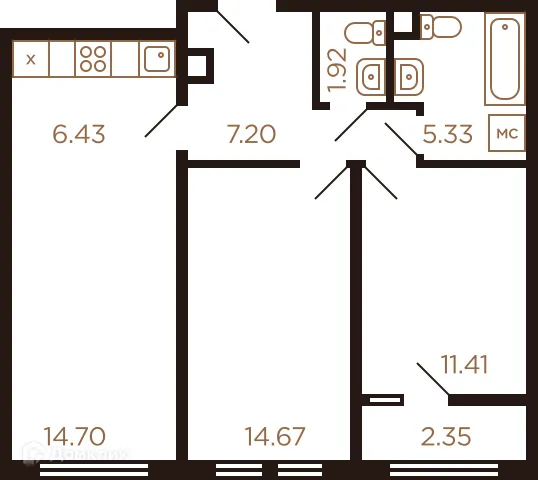 Планировка 3 комн. в ЖК Миниполис Рафинад