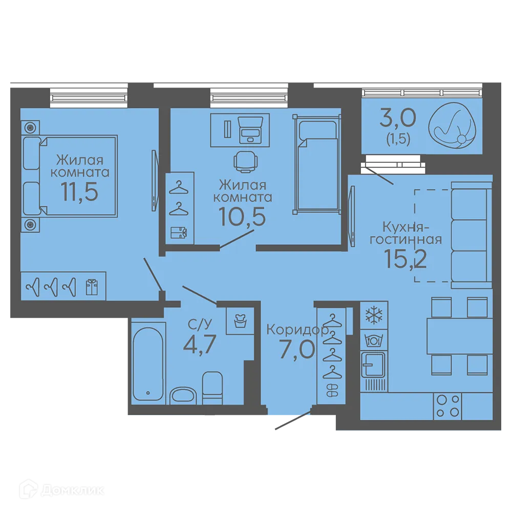Фото квартиры в ЖК Новокольцовский