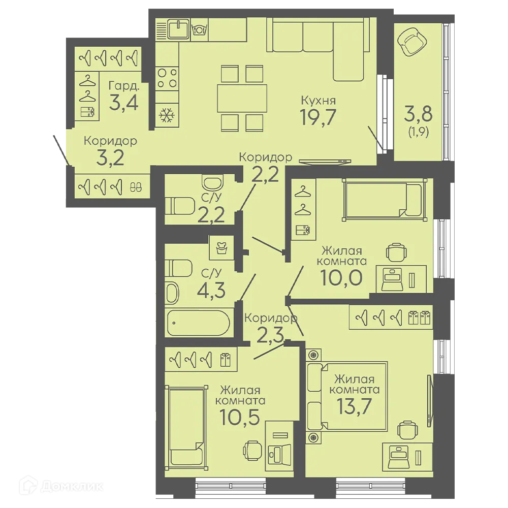 Фото квартиры в ЖК Новокольцовский
