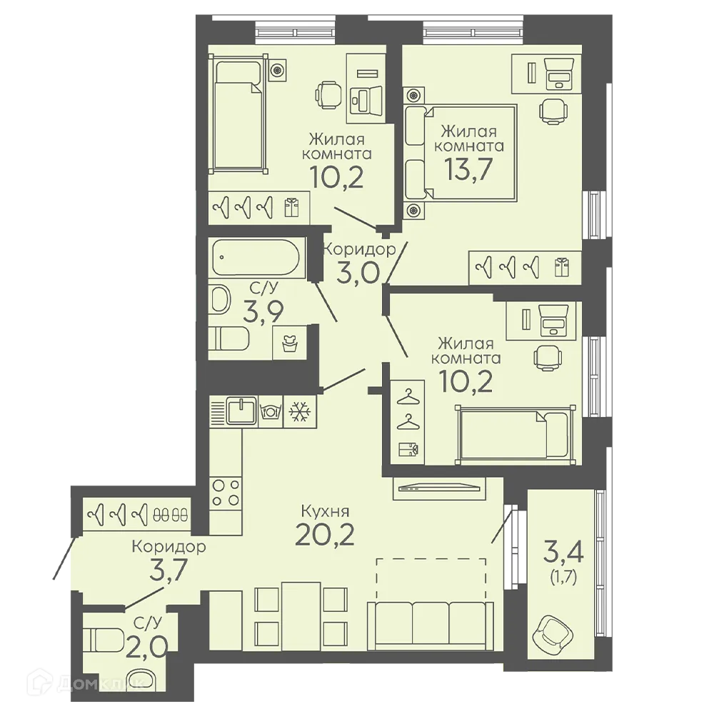 Фото квартиры в ЖК Новокольцовский