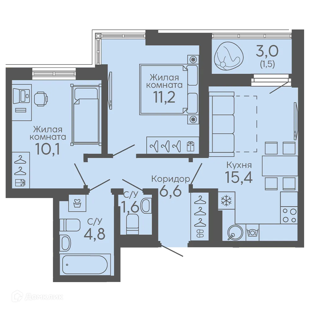 Фото квартиры в ЖК Новокольцовский