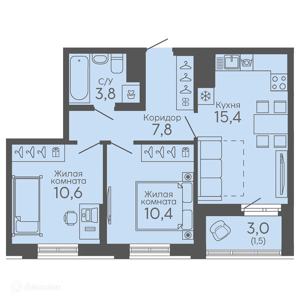 Фото квартиры в ЖК Новокольцовский