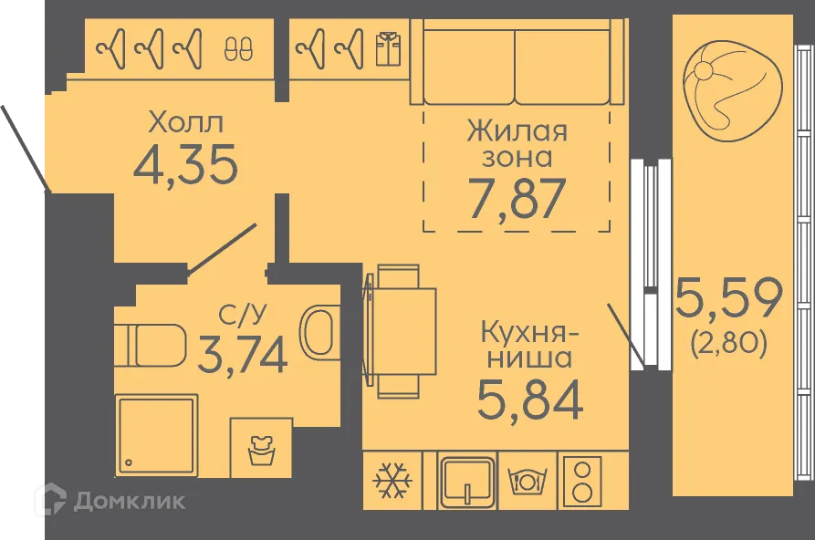 Фото квартиры в ЖК Новокольцовский