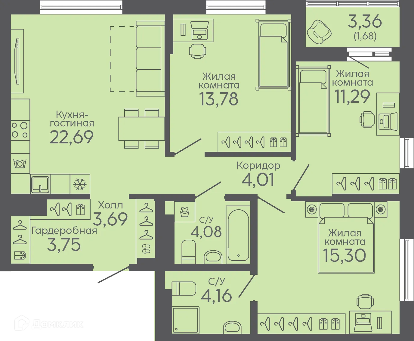 Фото квартиры в ЖК Новокольцовский