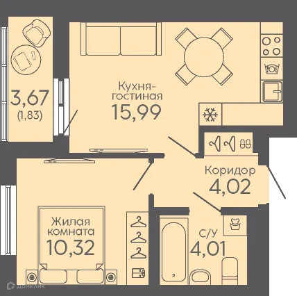 Фото квартиры в ЖК Новокольцовский