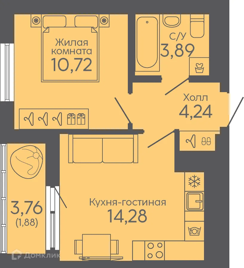 Фото квартиры в ЖК Новокольцовский