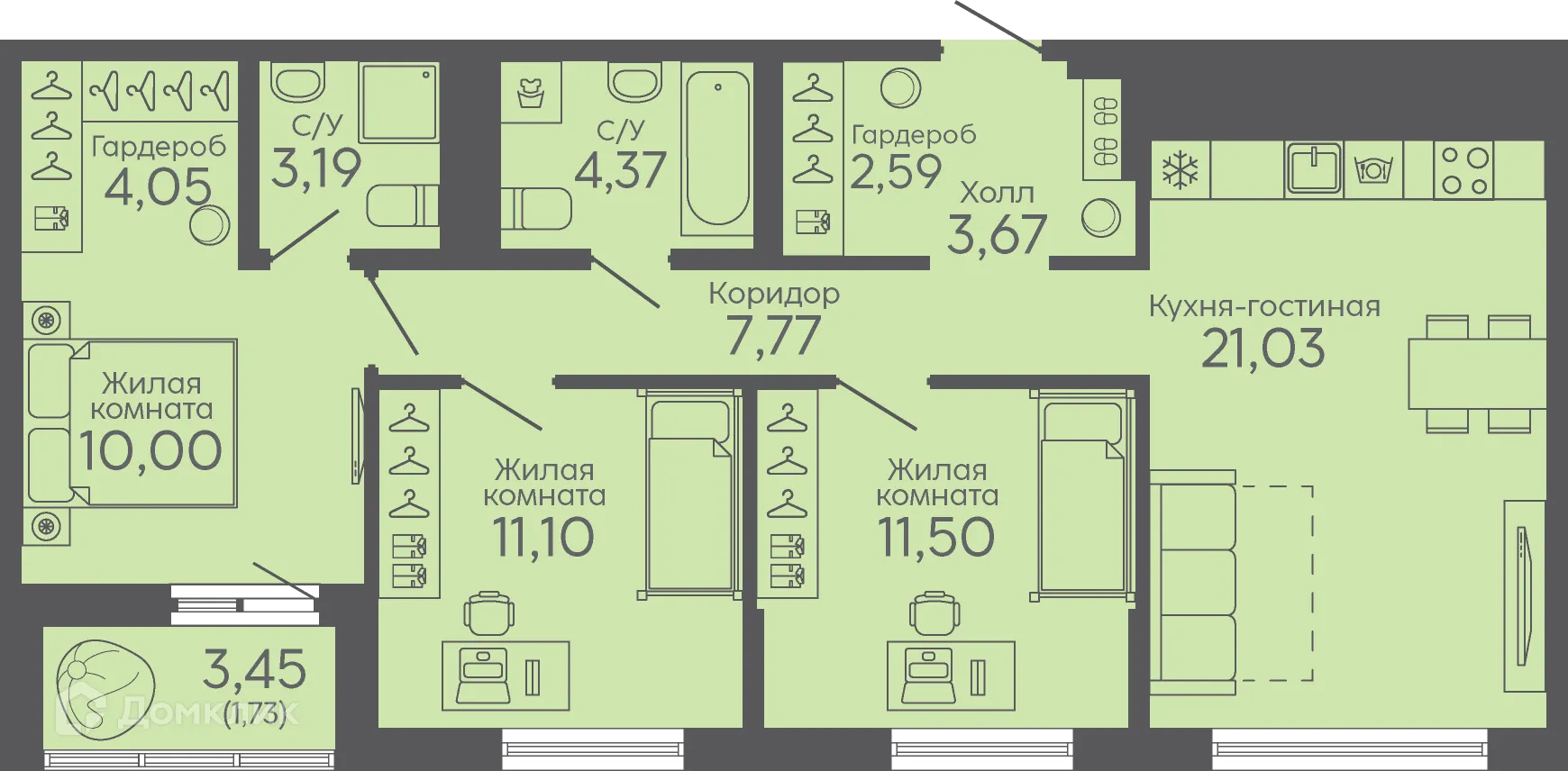 Фото квартиры в ЖК Новокольцовский