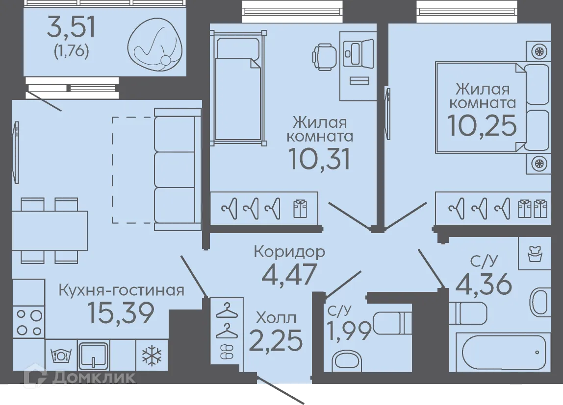 Фото квартиры в ЖК Новокольцовский
