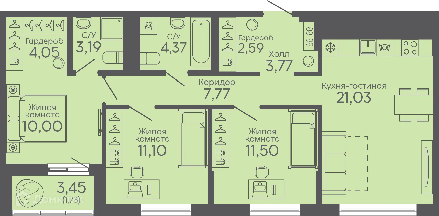 Фото квартиры в ЖК Новокольцовский