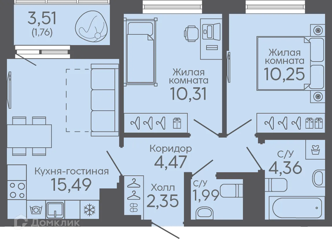 Фото квартиры в ЖК Новокольцовский
