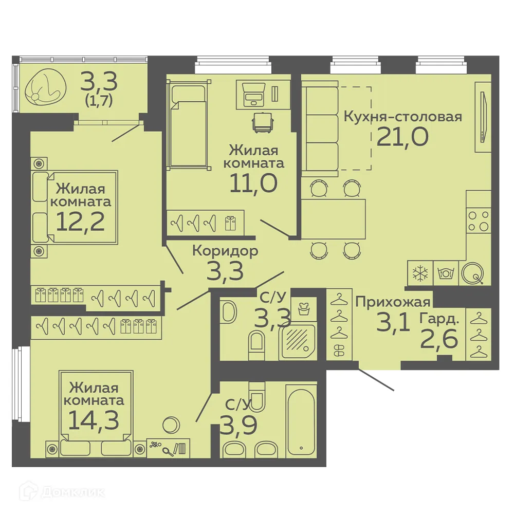 Фото квартиры в ЖК Новокольцовский