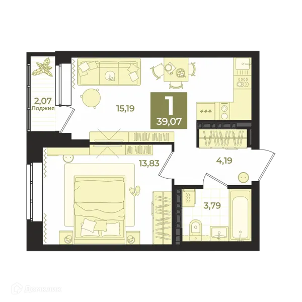 1 комн. квартиры в Екатеринбурге новостройки