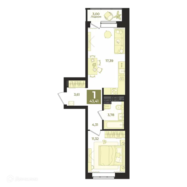 1 комн. квартиры в Екатеринбурге новостройки