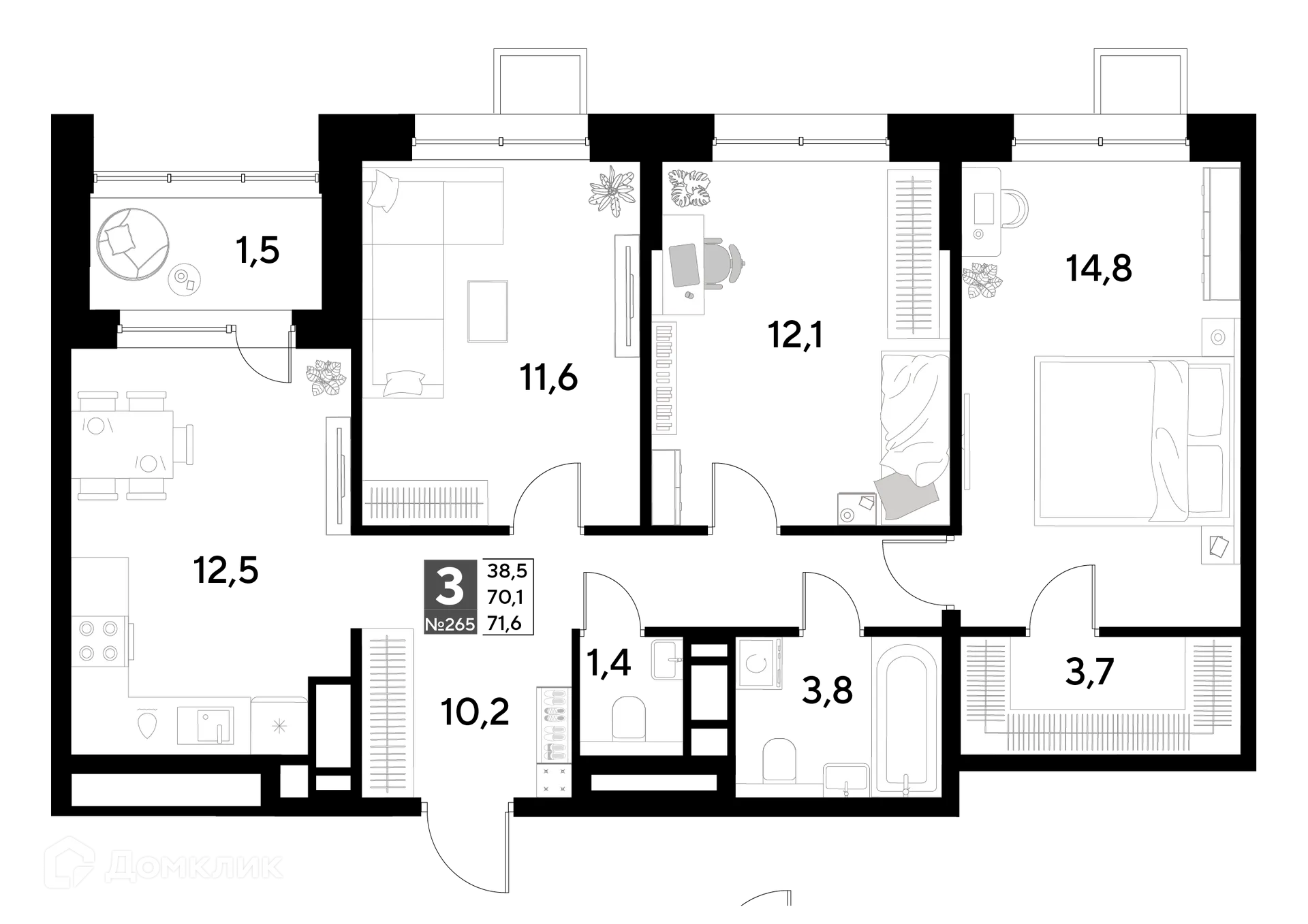 Фото квартиры в ЖК Снегири