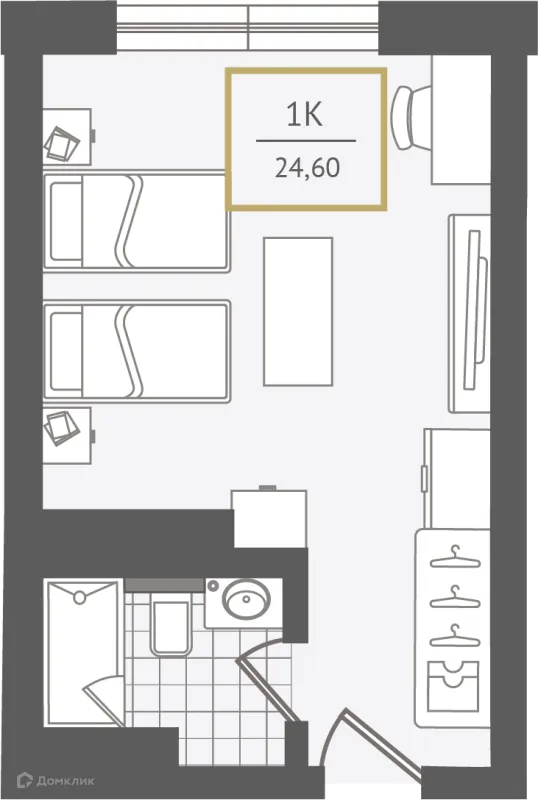 Планировка 1 комн. в ЖК Гостиничный комплекс "Нескучный сад"
