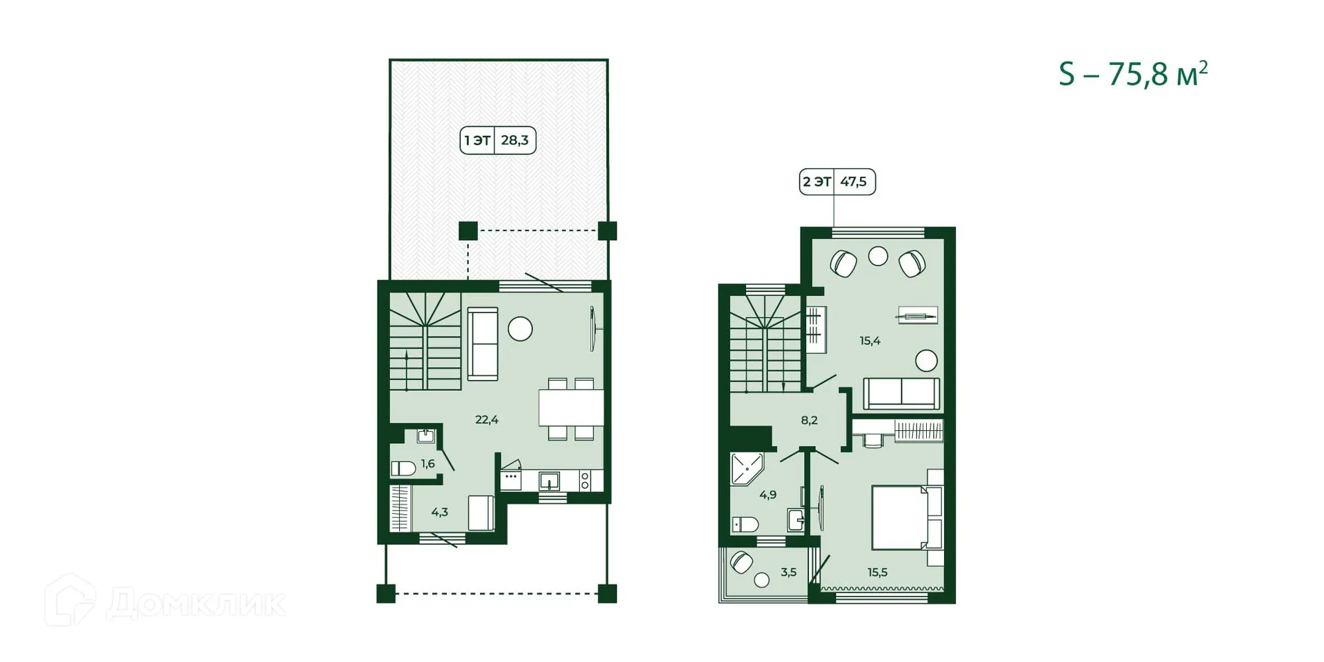 Планировка 3-комнатной квартиры 119.2 м² в ЖК Загородный квартал ЛЕСОЧИ, г. Сочи — фото 8