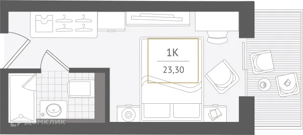 Планировка 1 комн. в ЖК Гостиничный комплекс "Нескучный сад"