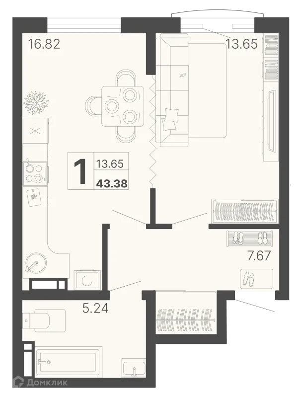 Планировка 1 комн. в ЖК Светский лес