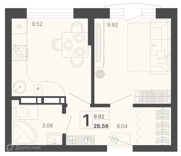 Планировка 1 комн. в ЖК Светский лес