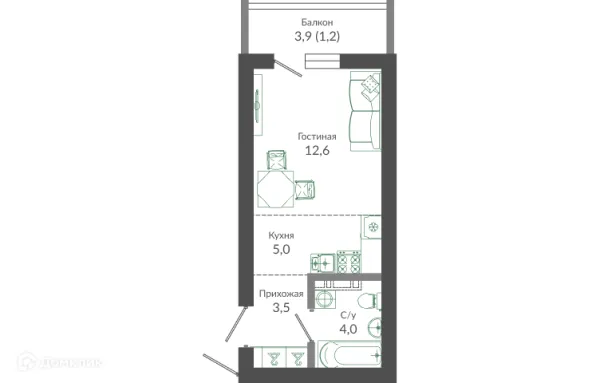 Планировка Студия в ЖК ФЛОРА