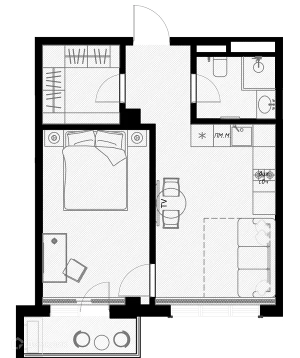 Планировка 1 комн. в ЖК OLIVIA (ОЛИВИА)