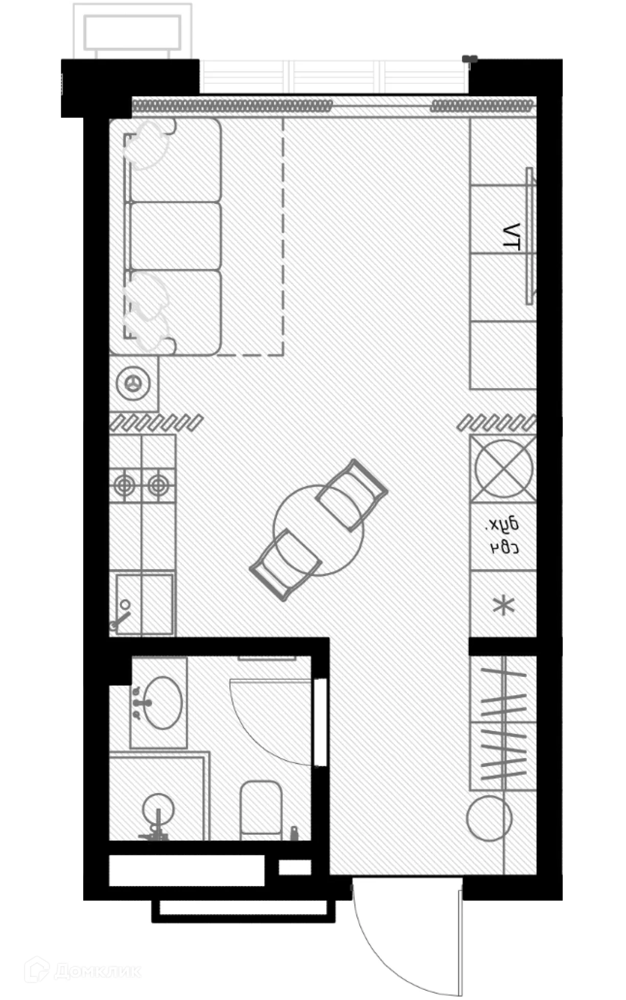 Планировка студии квартиры 25.7 м² в ЖК OLIVIA (ОЛИВИА), г. Сочи — фото 1