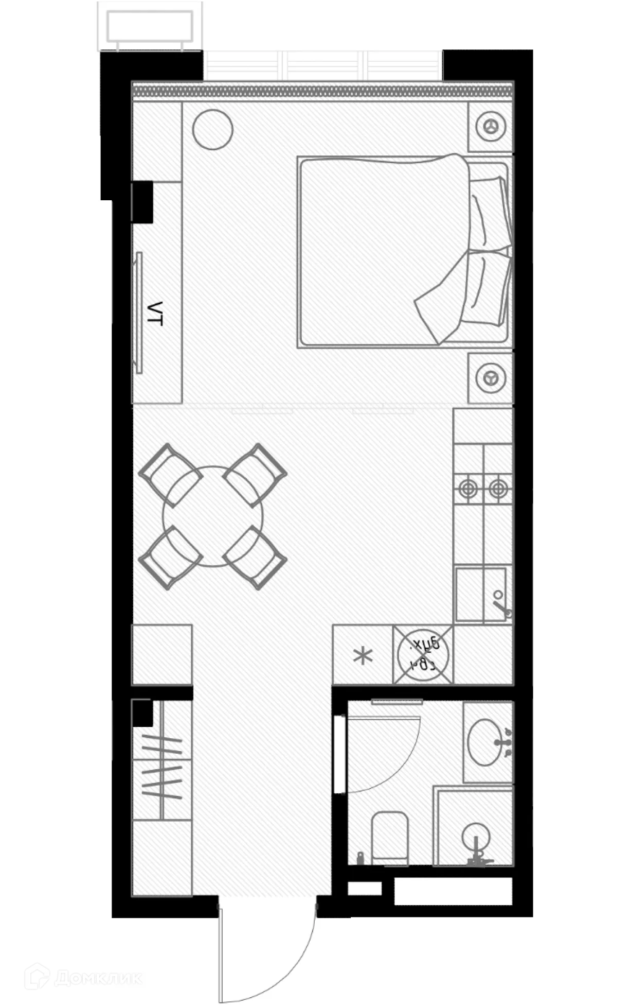 Планировка 1-комнатной квартиры 29.8 м² в ЖК OLIVIA (ОЛИВИА), г. Сочи — фото 1