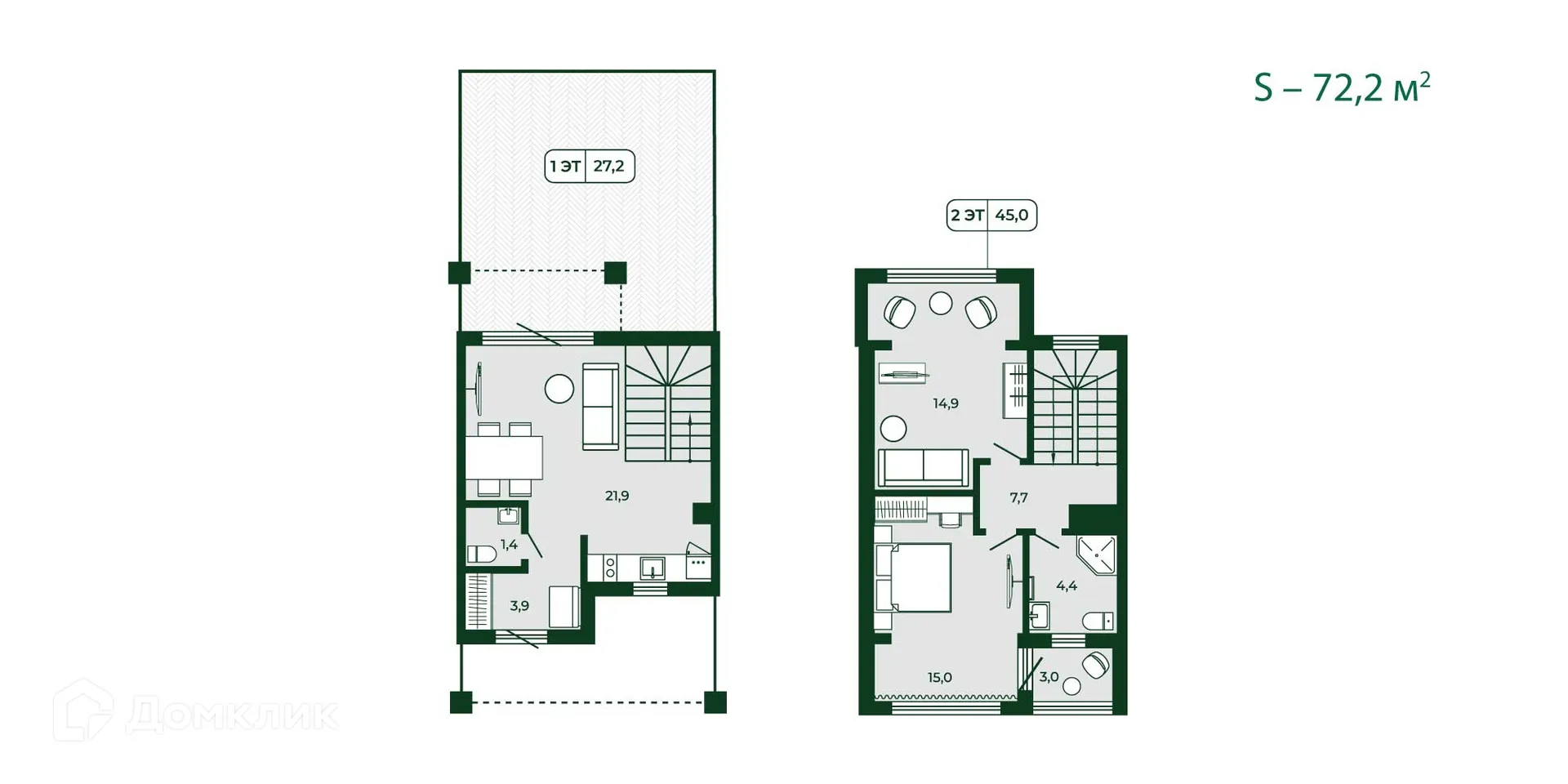 Планировка 3-комнатной квартиры 118.1 м² в ЖК Загородный квартал ЛЕСОЧИ, г. Сочи — фото 5