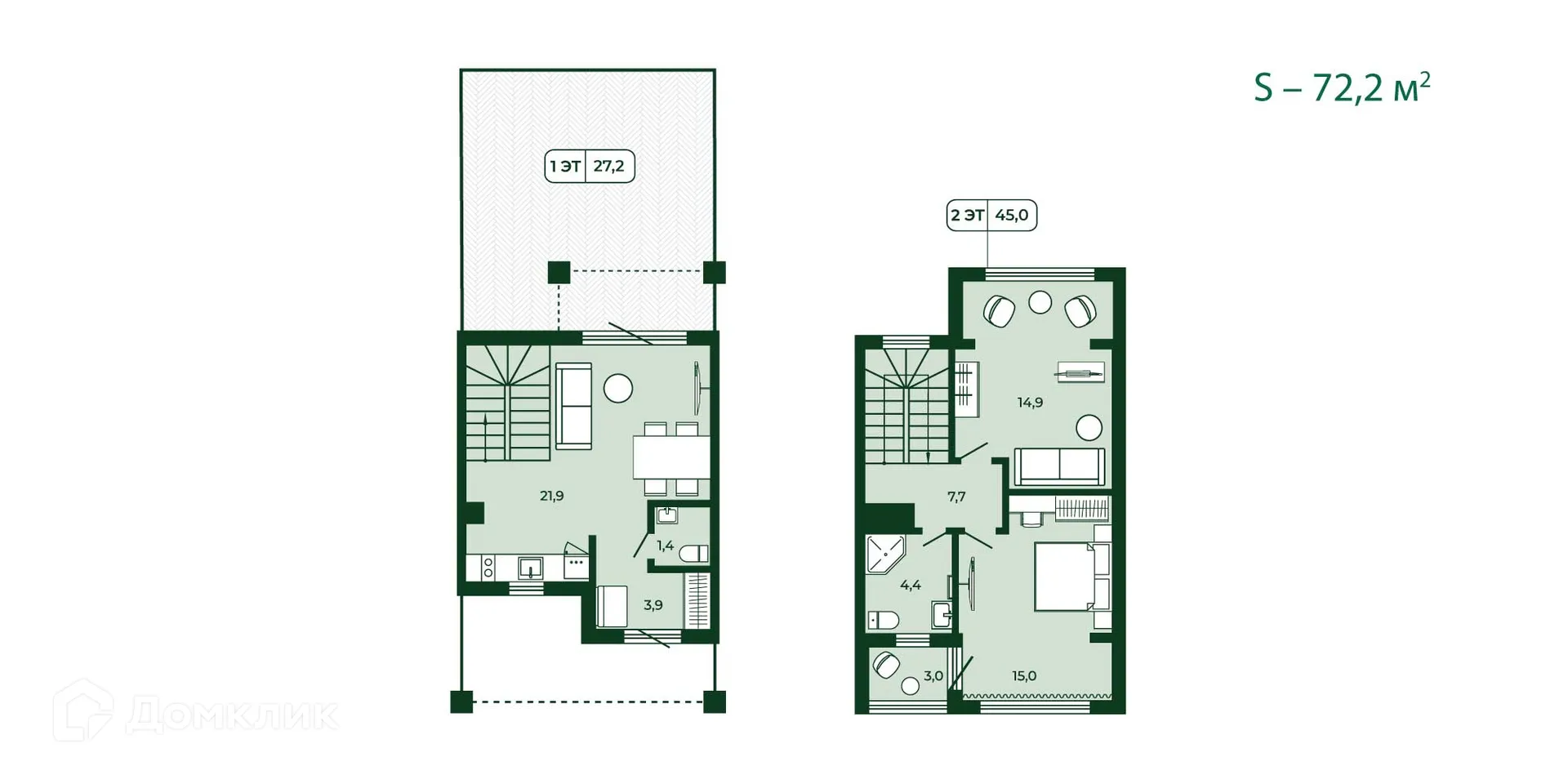 Планировка 3-комнатной квартиры 121.8 м² в ЖК Загородный квартал ЛЕСОЧИ, г. Сочи — фото 5