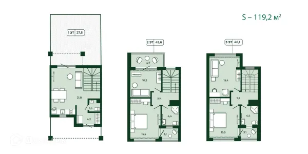 Планировка 3 комн. в ЖК Загородный квартал ЛЕСОЧИ