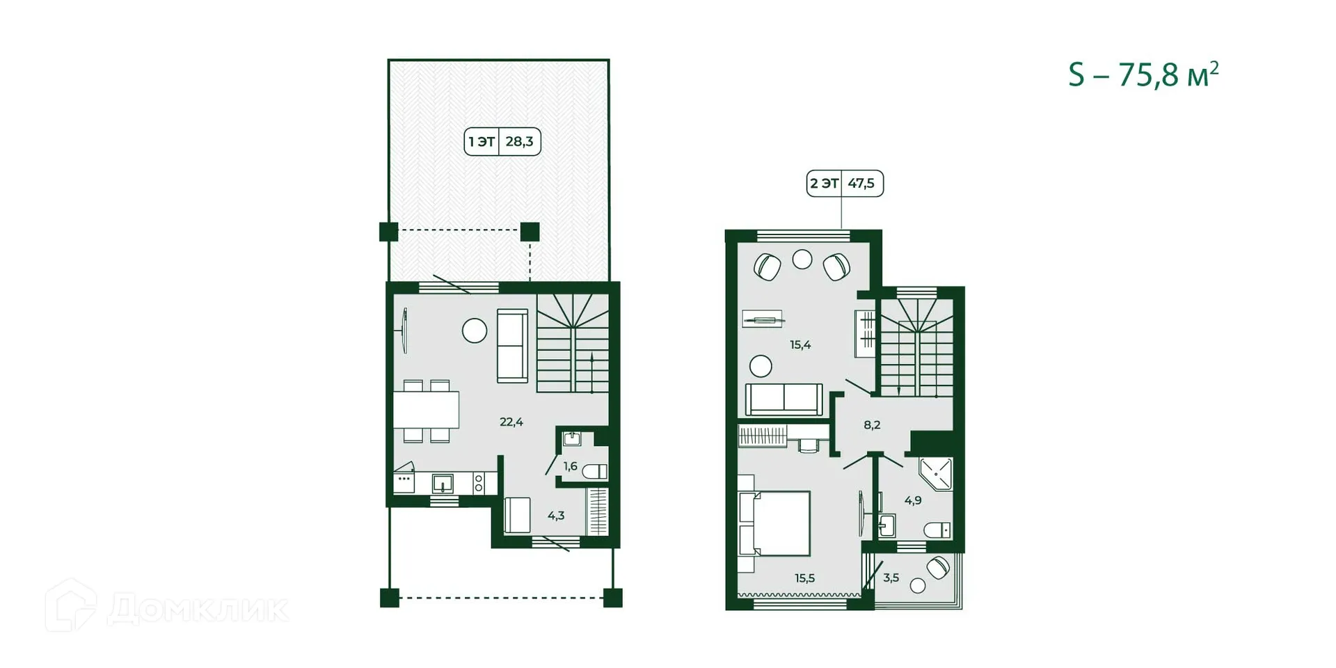 Планировка 3-комнатной квартиры 121.8 м² в ЖК Загородный квартал ЛЕСОЧИ, г. Сочи — фото 8