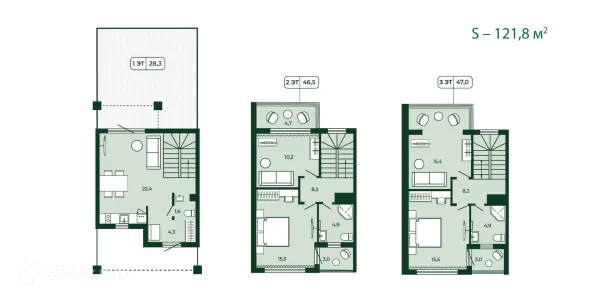 Планировка 3 комн. в ЖК Загородный квартал ЛЕСОЧИ