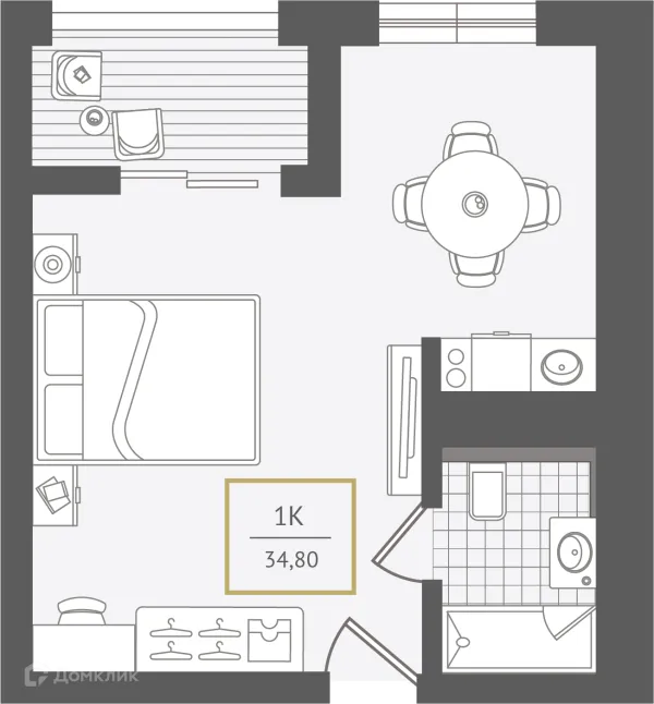 Планировка 1 комн. в ЖК Гостиничный комплекс "Нескучный сад"