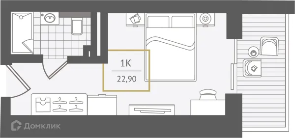 Планировка 1 комн. в ЖК Гостиничный комплекс "Нескучный сад"