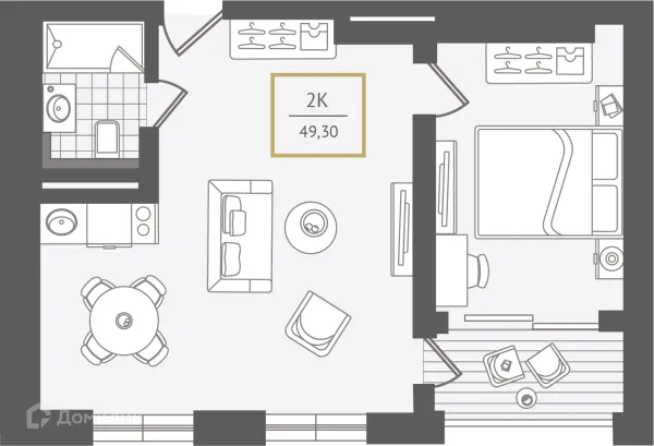 Планировка 2 комн. в ЖК Гостиничный комплекс "Нескучный сад"