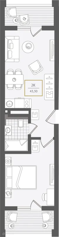 Планировка 2 комн. в ЖК Гостиничный комплекс "Нескучный сад"