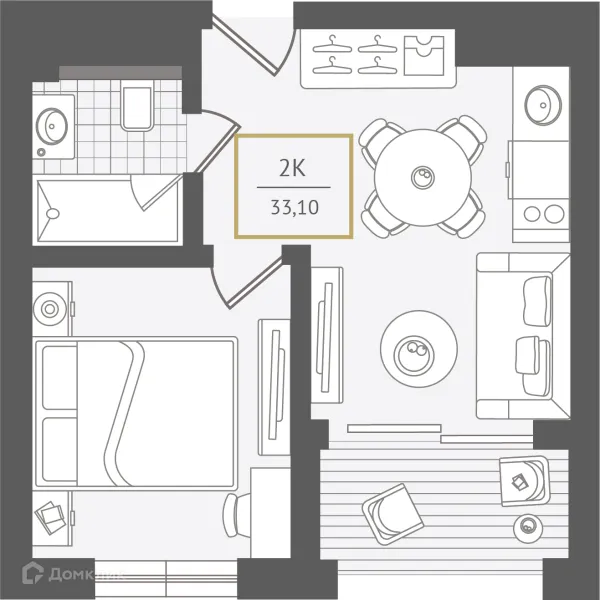 Планировка 2 комн. в ЖК Гостиничный комплекс "Нескучный сад"