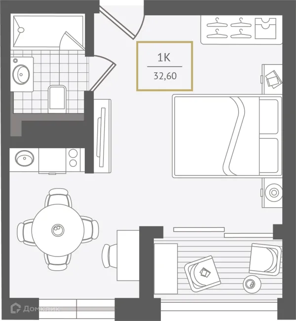 Планировка 1 комн. в ЖК Гостиничный комплекс "Нескучный сад"