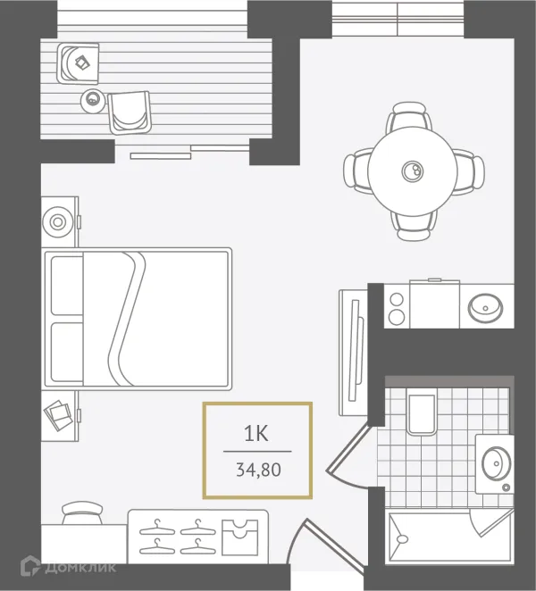 Планировка 1 комн. в ЖК Гостиничный комплекс "Нескучный сад"