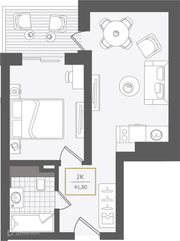 Планировка 2 комн. в ЖК Гостиничный комплекс "Нескучный сад"