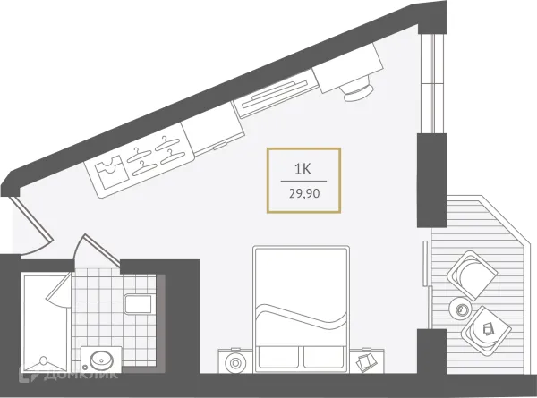 Планировка 1 комн. в ЖК Гостиничный комплекс "Нескучный сад"