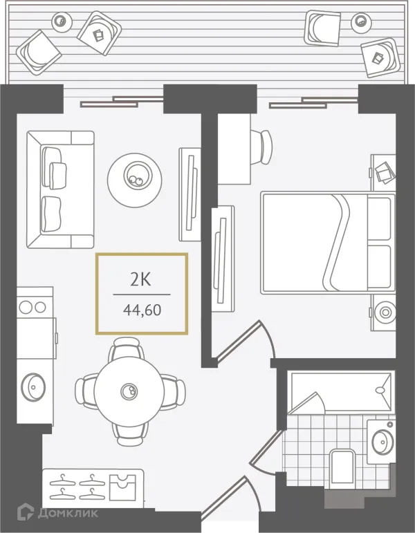 Планировка 2 комн. в ЖК Гостиничный комплекс "Нескучный сад"