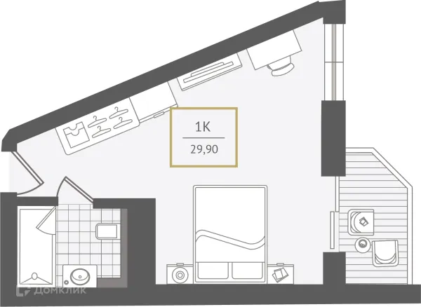 Планировка 1 комн. в ЖК Гостиничный комплекс "Нескучный сад"