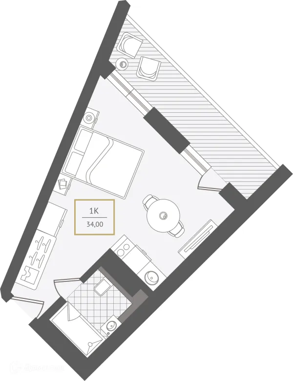 Планировка 1 комн. в ЖК Гостиничный комплекс "Нескучный сад"