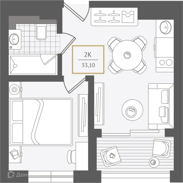 Планировка 2 комн. в ЖК Гостиничный комплекс "Нескучный сад"