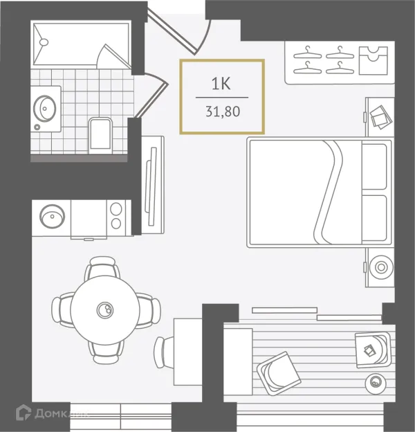 Планировка 1 комн. в ЖК Гостиничный комплекс "Нескучный сад"