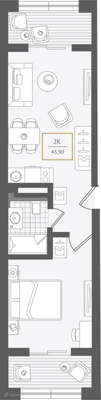 Планировка 2 комн. в ЖК Гостиничный комплекс "Нескучный сад"